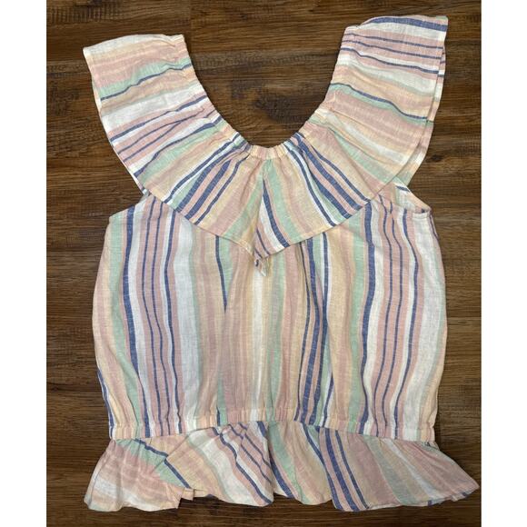 Ava James Striped shirt size MED linen and rayon - Picture 2 of 6